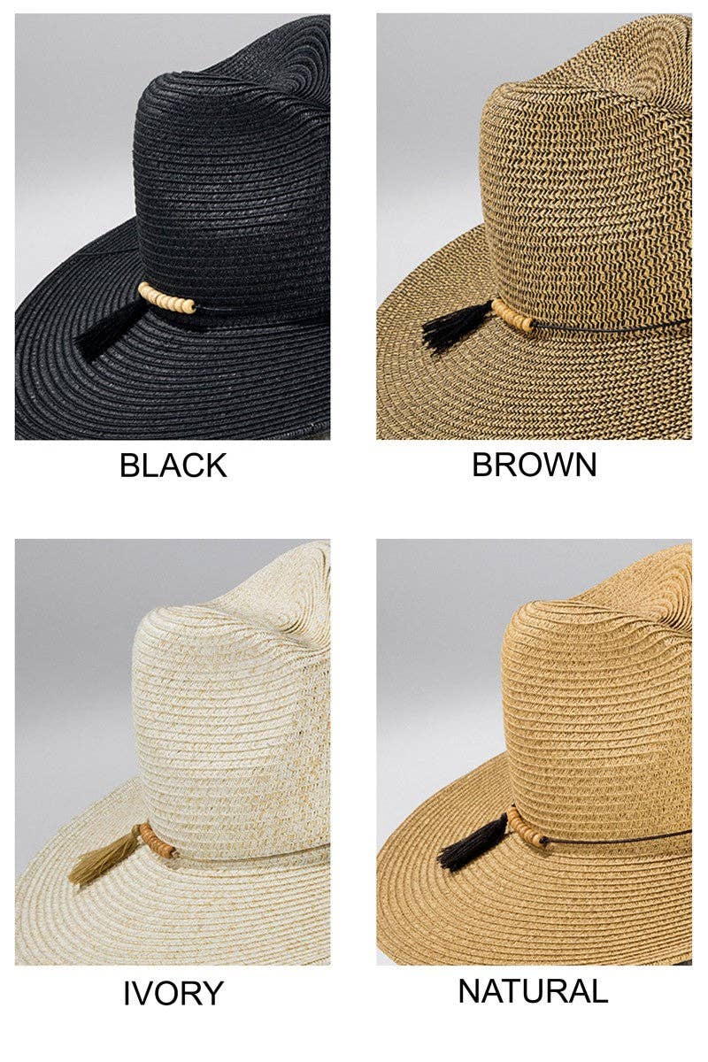 Urbanista - Duo-Tone Panama Hat with Wood Beads