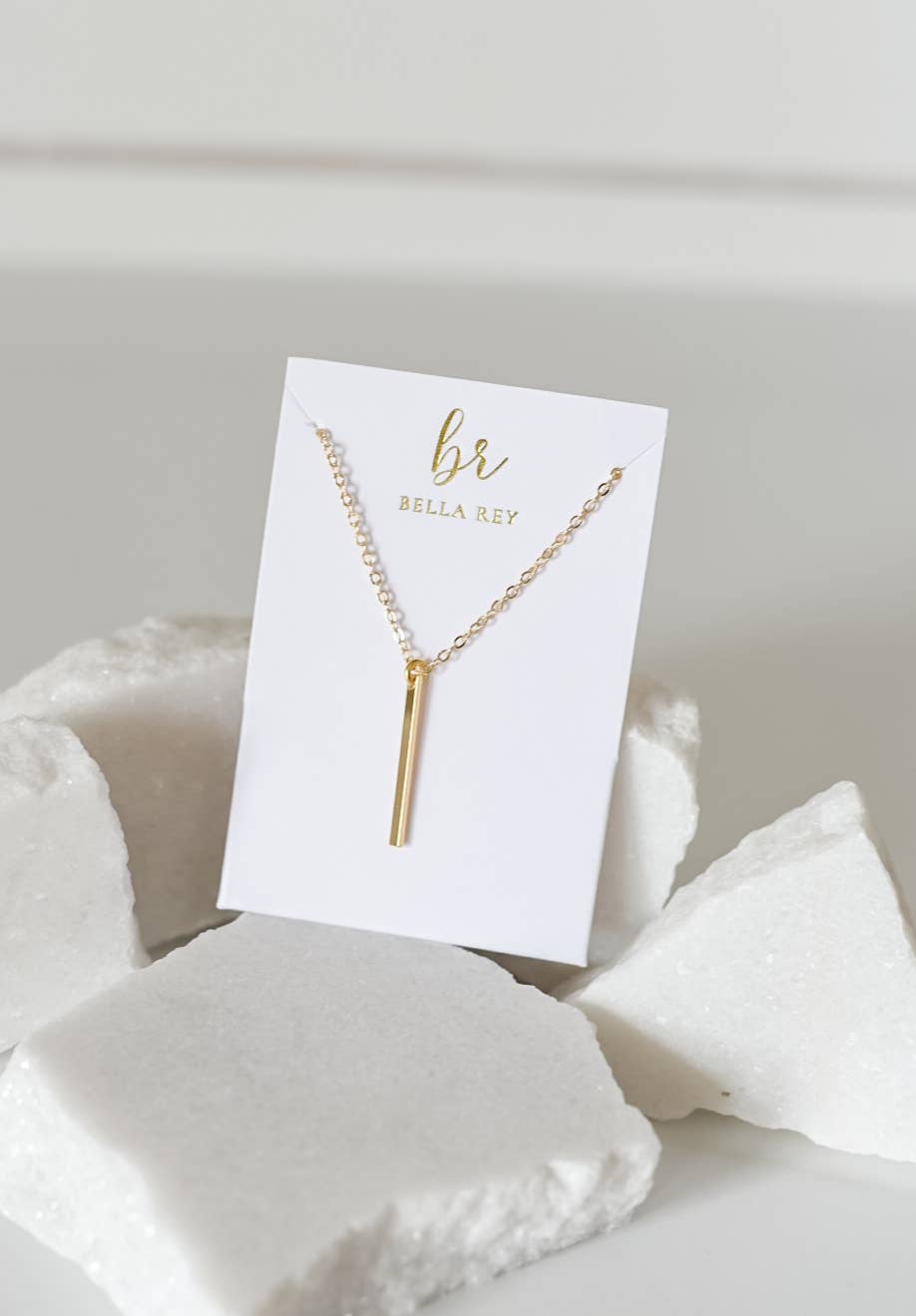 Bella Rey jewelry - Arlee dainty bar charm necklace 18k gold plated