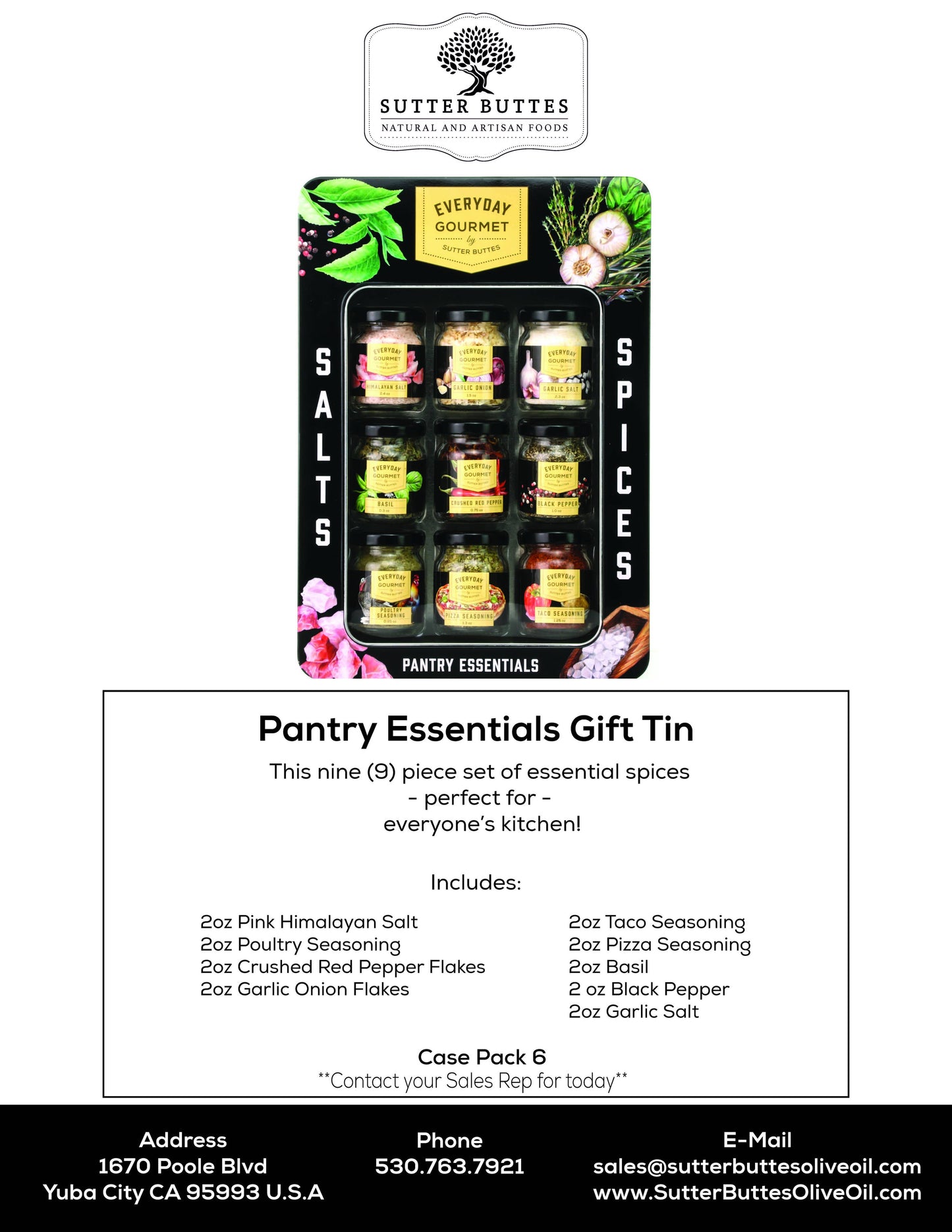 Sutter Buttes - Pantry Essentials Gift Tin – Gourmet Spices & Seasonings