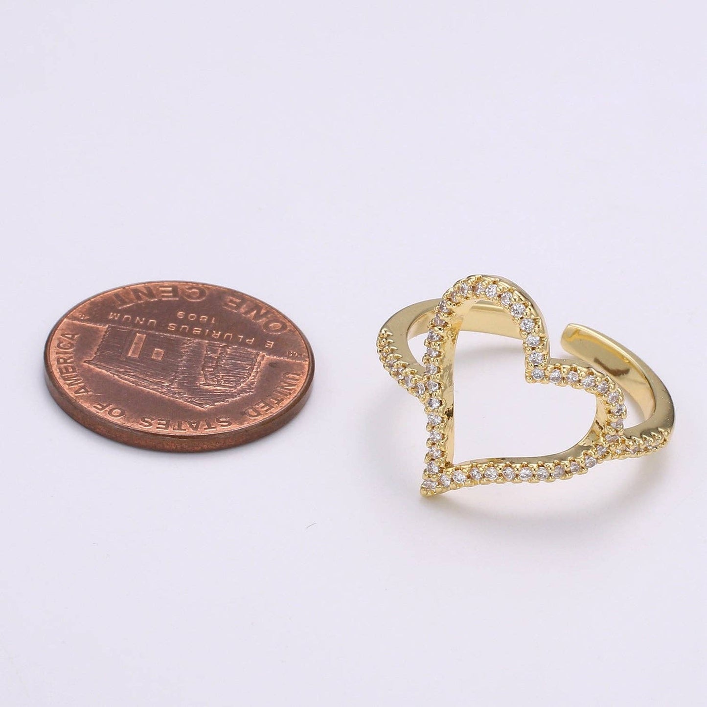 Aim Eternal - Dainty Gold Heart Ring, Love Ring, Open Heart RinG Adjustable Open Ring, Gold Stacking Ring Minimalist Heart Ring, Anniversary Gift for her