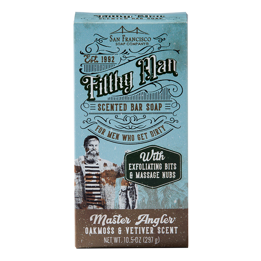 San Francisco Soap / Man Bar Soap - Master Angler Oakmoss & Vetiver 10oz Massaging Bar Soap