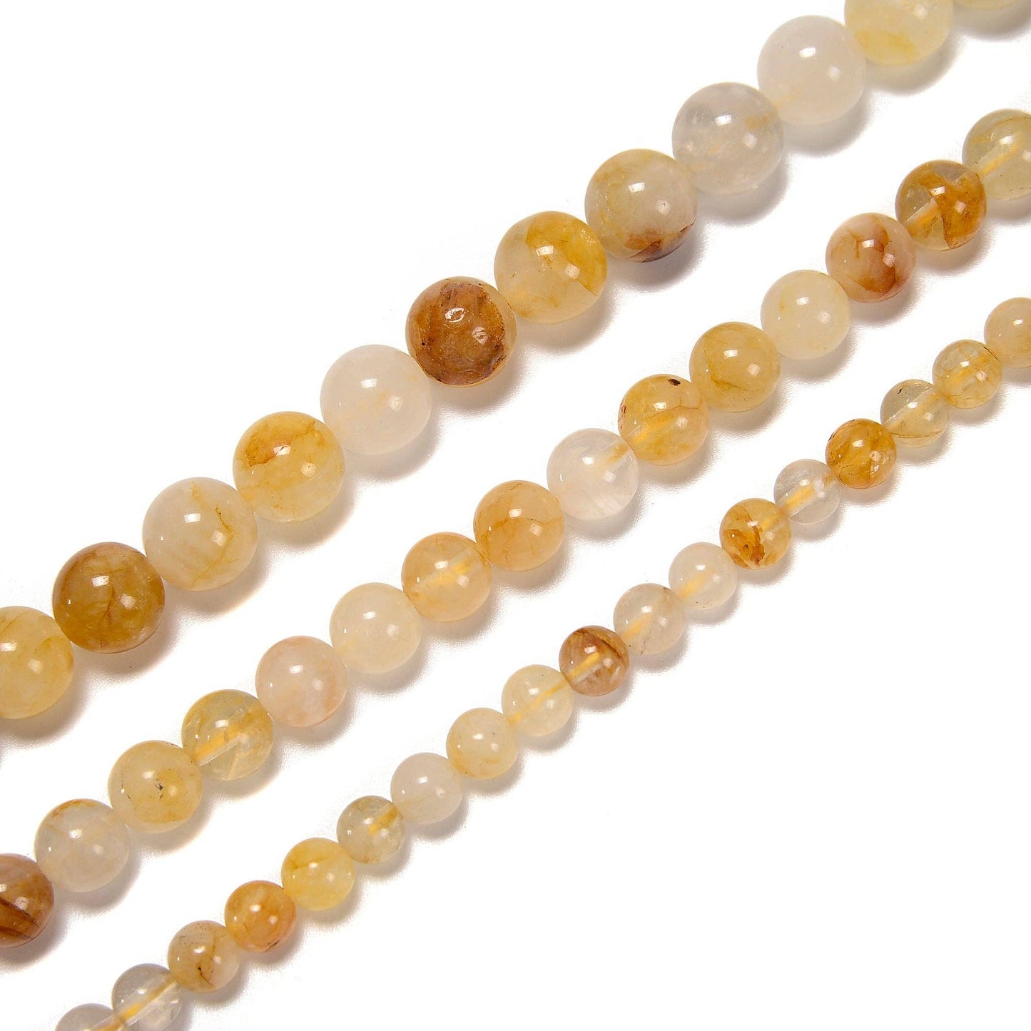 CRCBEADS - Natural Golden Healer Quartz Smooth Round Beads Size 6mm 8mm 10mm 15.5'' Strand