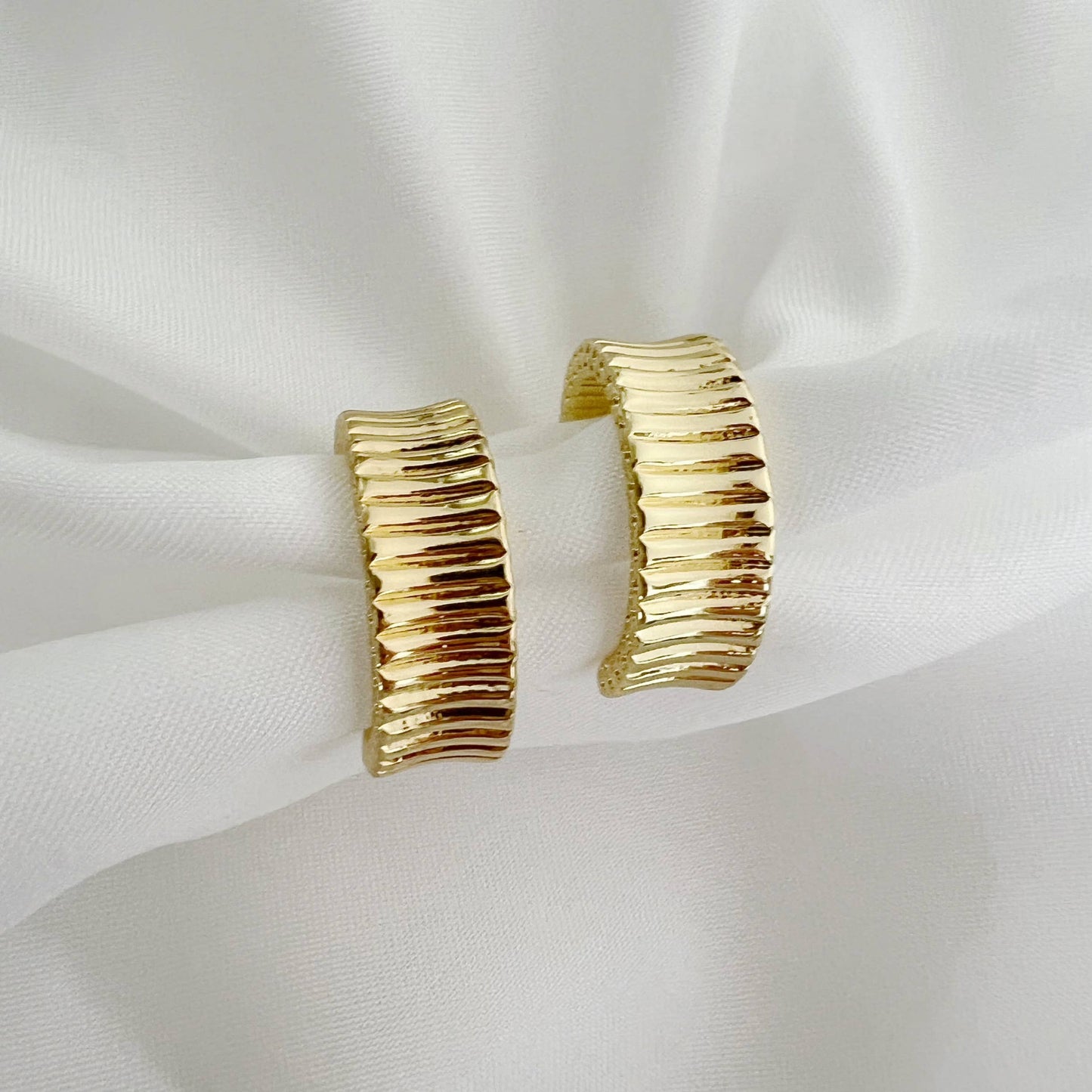 True by Kristy Jewelry - Rio Textured Hoops Earrings Gold Filled