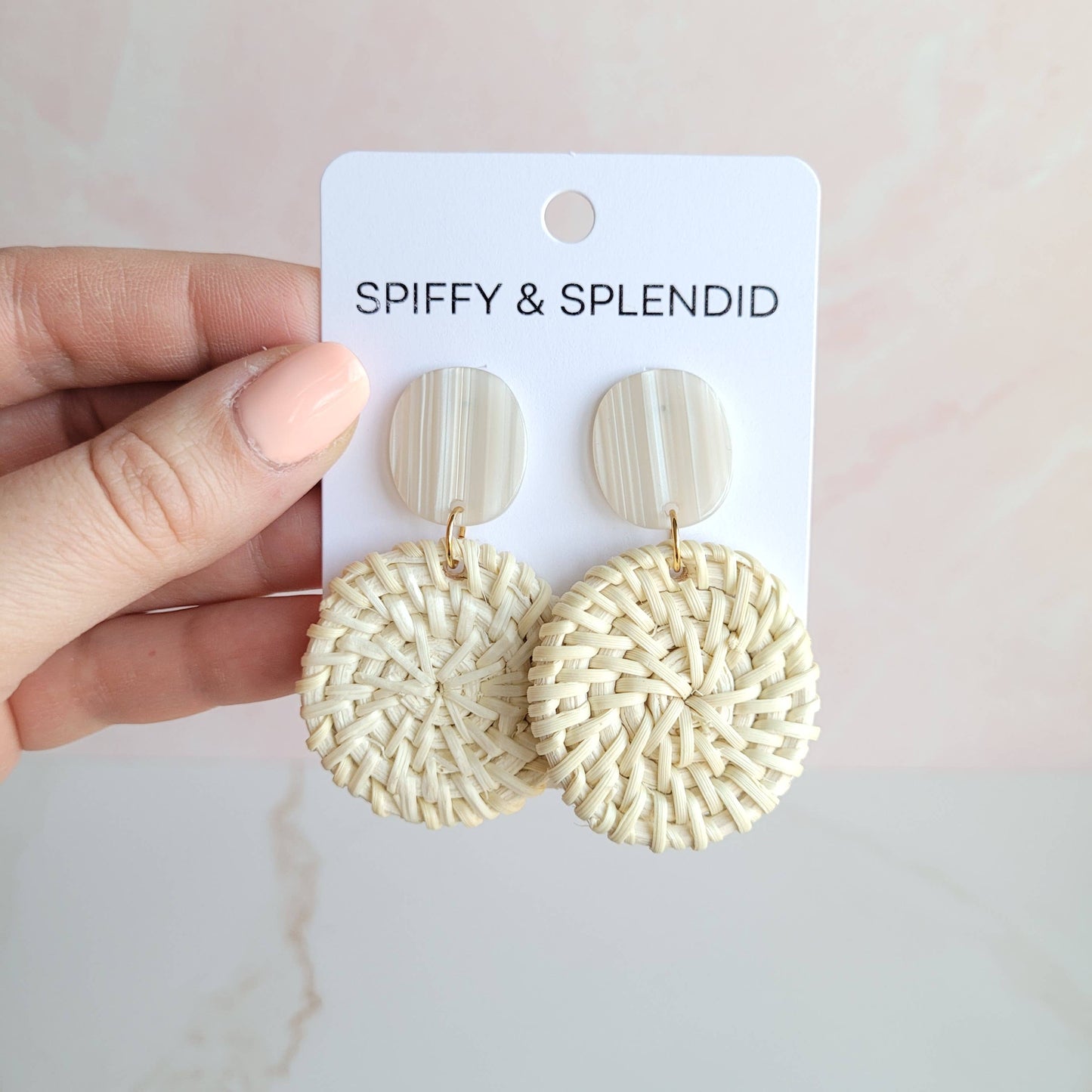 Spiffy & Splendid - Dominica Earrings - Light Rattan Seashell // Resort, Jewelry