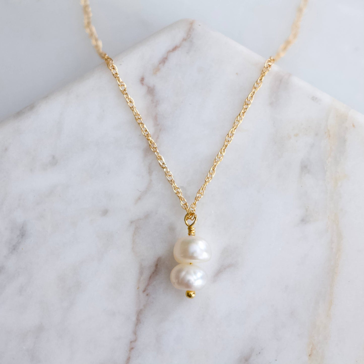 Mesa Blue - Mini Pearl Drop Necklace - Gold Filled