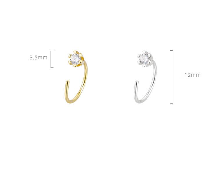 Melange Blanc - 18k gold vermeil E141 huggie hoop earrings, tiny open hoops