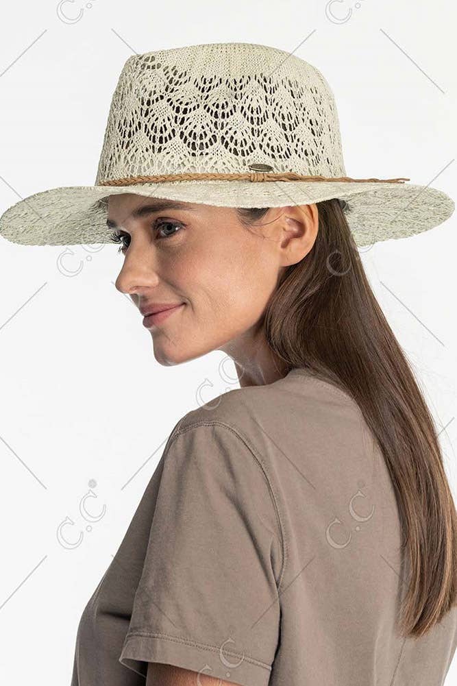 Hana - C.C Horseshoe Lace Knitting Summer Panama Hat