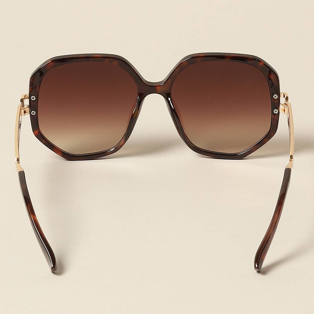 Fashion City - Women's Unique Temples Geometric Sunglasses