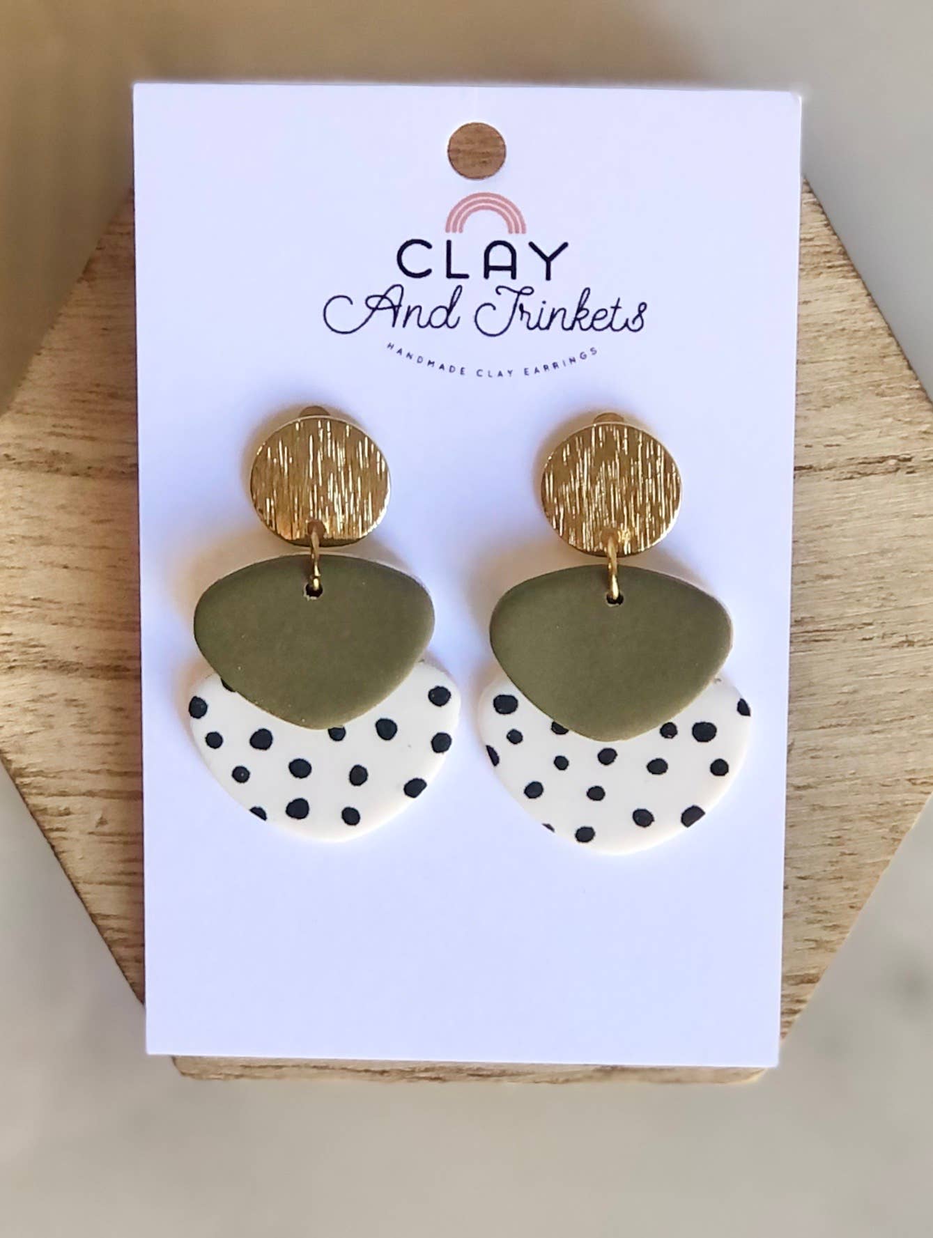 Clay and Trinkets - Quinn Dangle/Dotted- Khaki