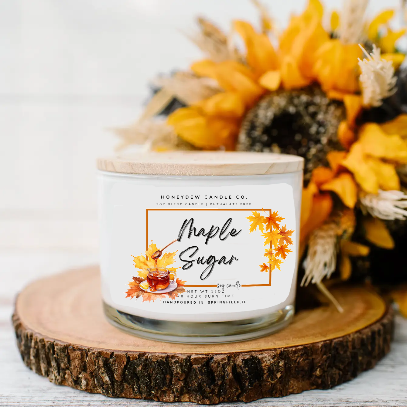 HC102 Honeydew Candle Co. - Maple Sugar 3 wick 12 oz Candle