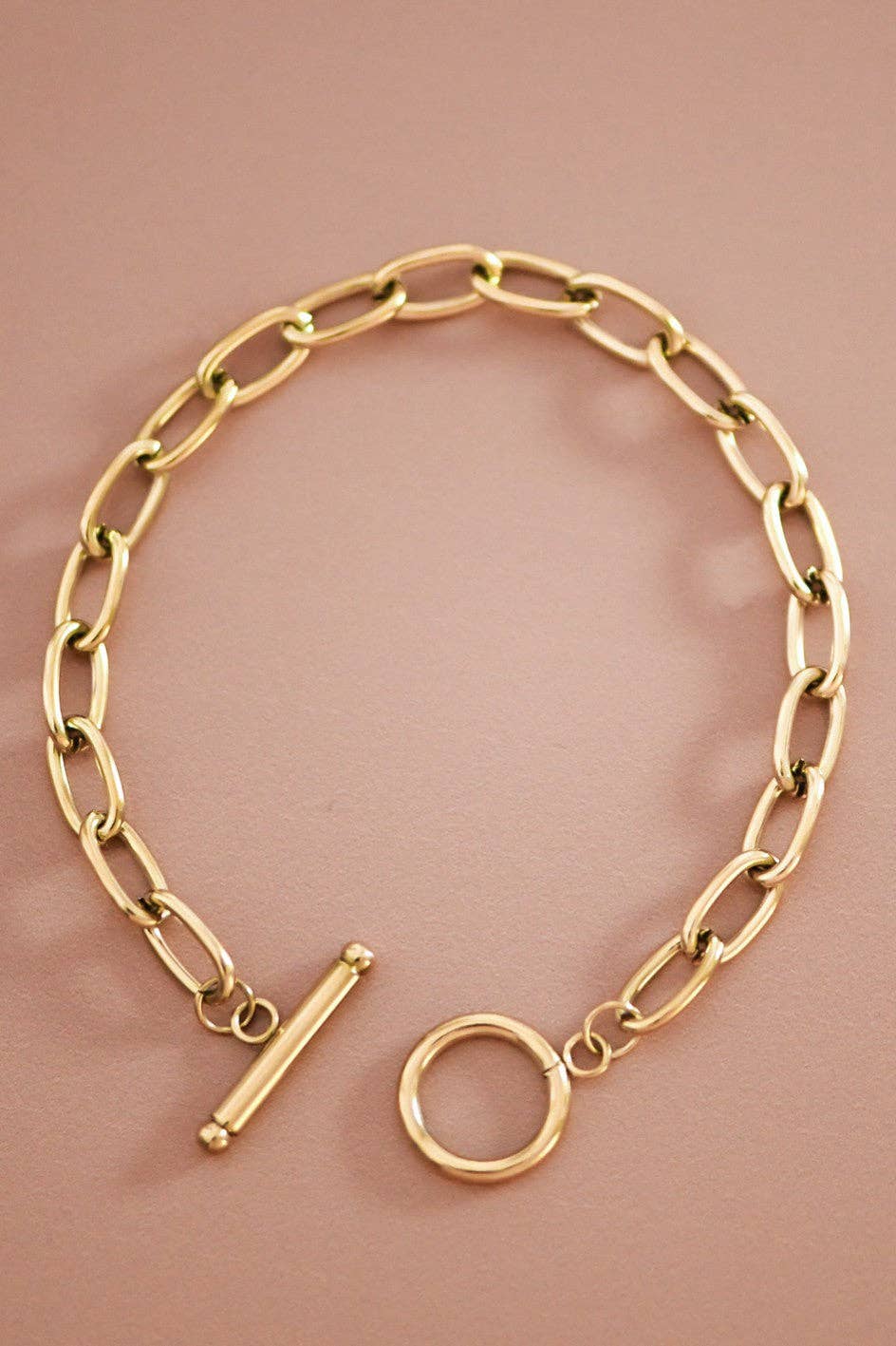 MA209 Mia Accessories - 18K Gold Plated Paperclip Chain Stainless Steel Bracelet - 7365