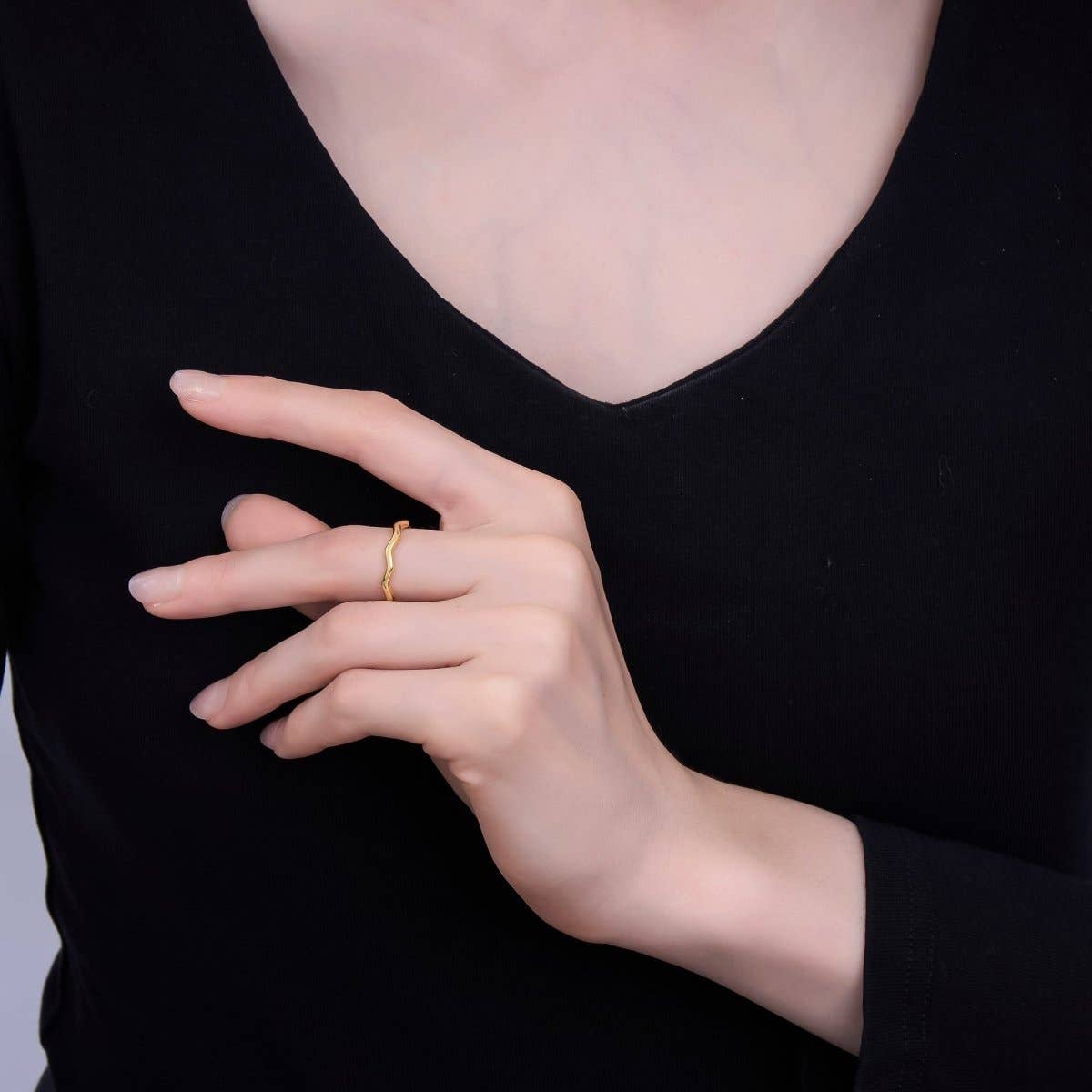 Aim Eternal - 24K Gold Filled Minimalist Wave Band Ring | O850
