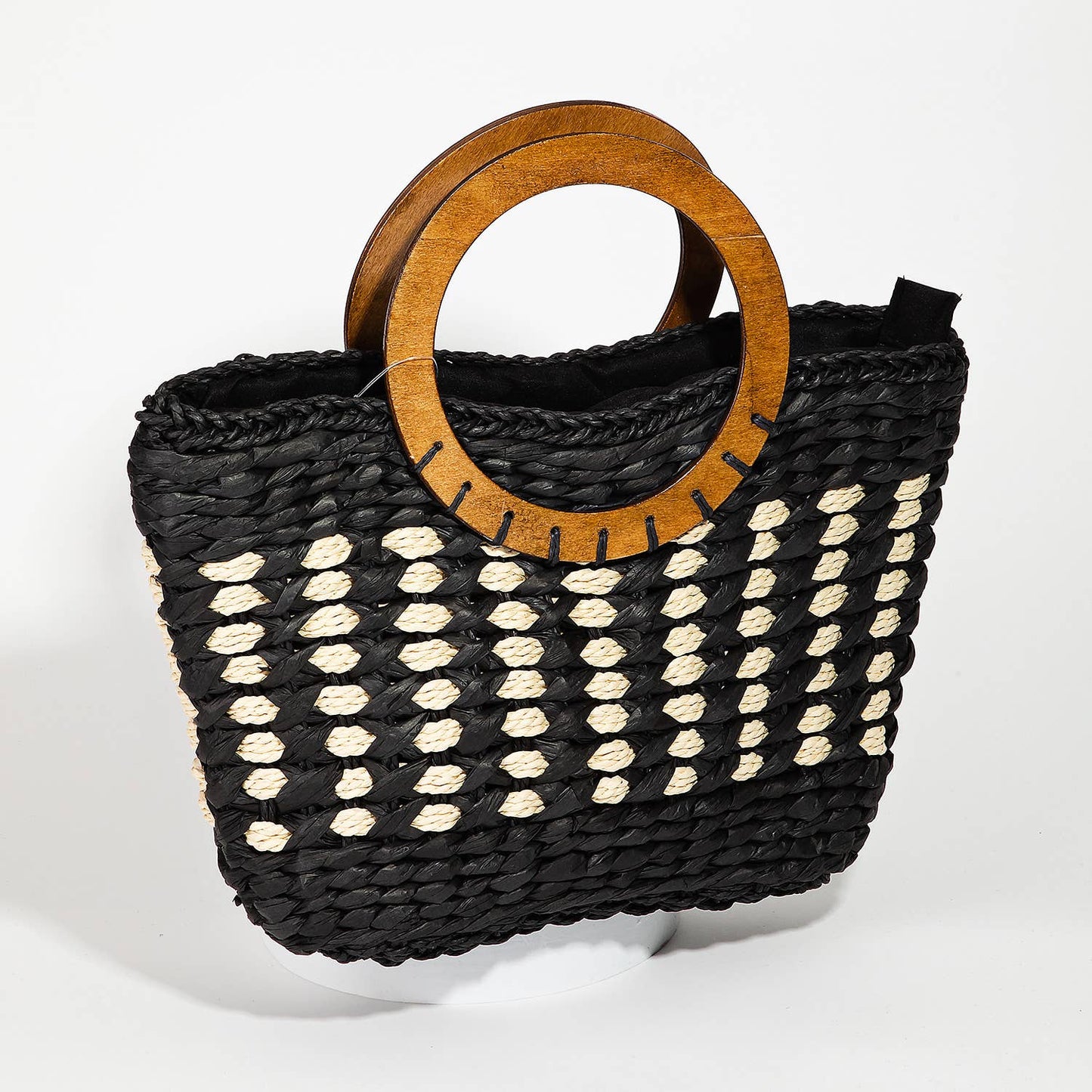 Collections by Fame Accessories - Small Braided Round Handle Tote Bag