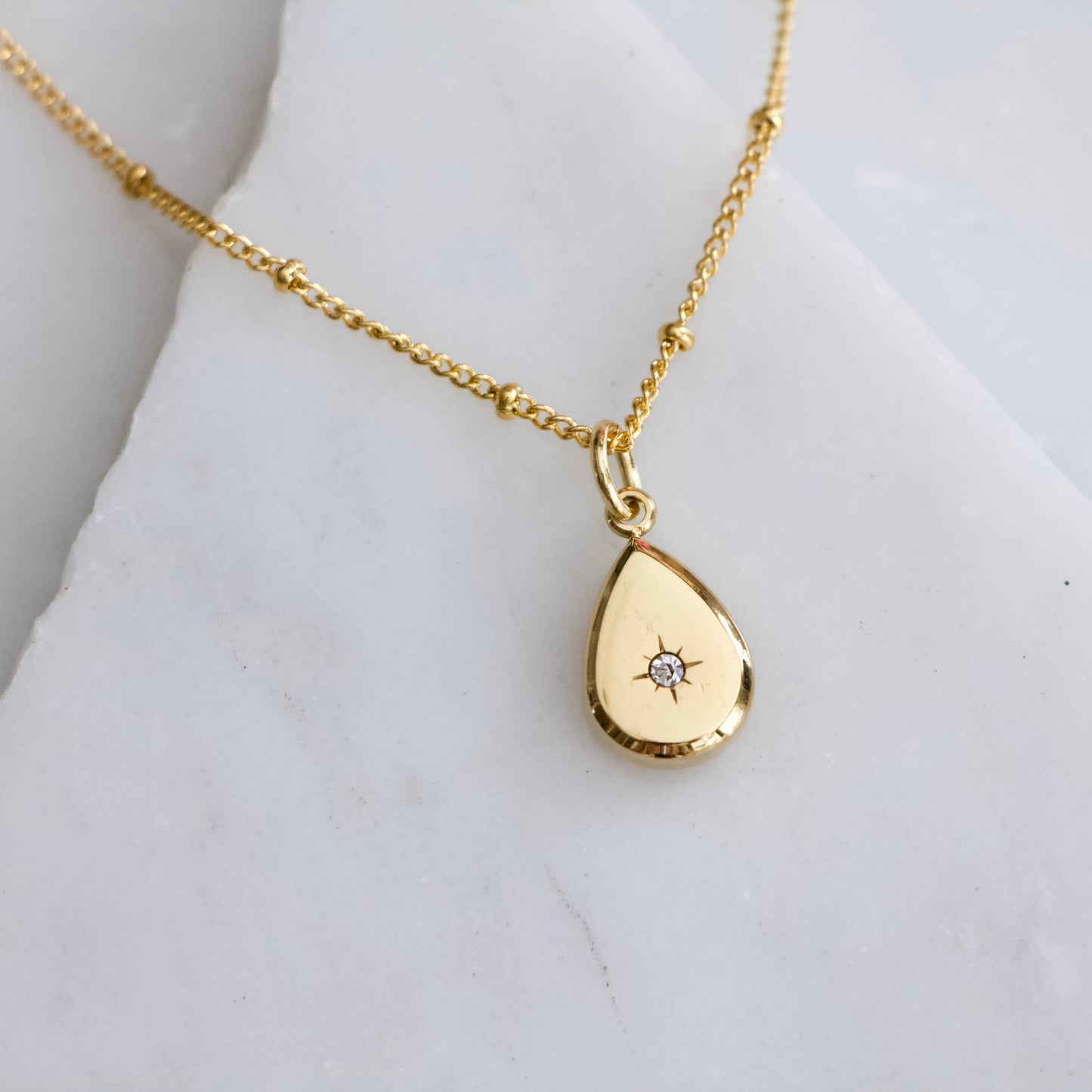 Mesa Blue - Zircon Teardrop Necklace - Waterproof