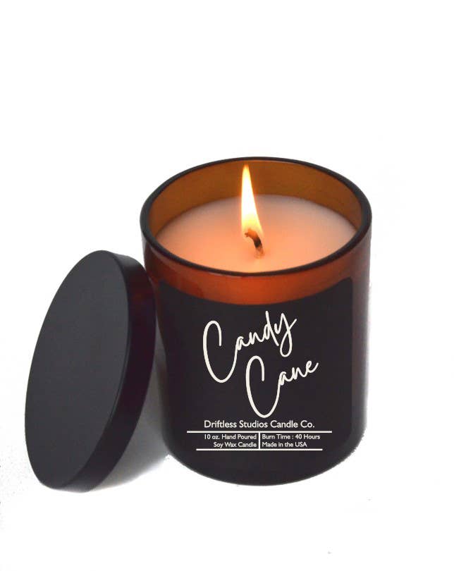 Driftless Studios - Candy Cane Soy Wax Candles - 10oz Jar - Christmas Decor