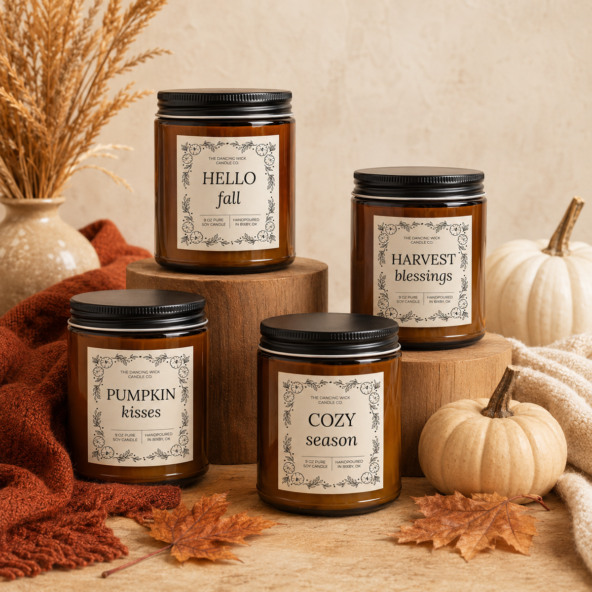 THE DANCING WICK CANDLES - Get Cozy | Amber Soy Candle | 4 oz, 9 oz | Apple Cider Scent