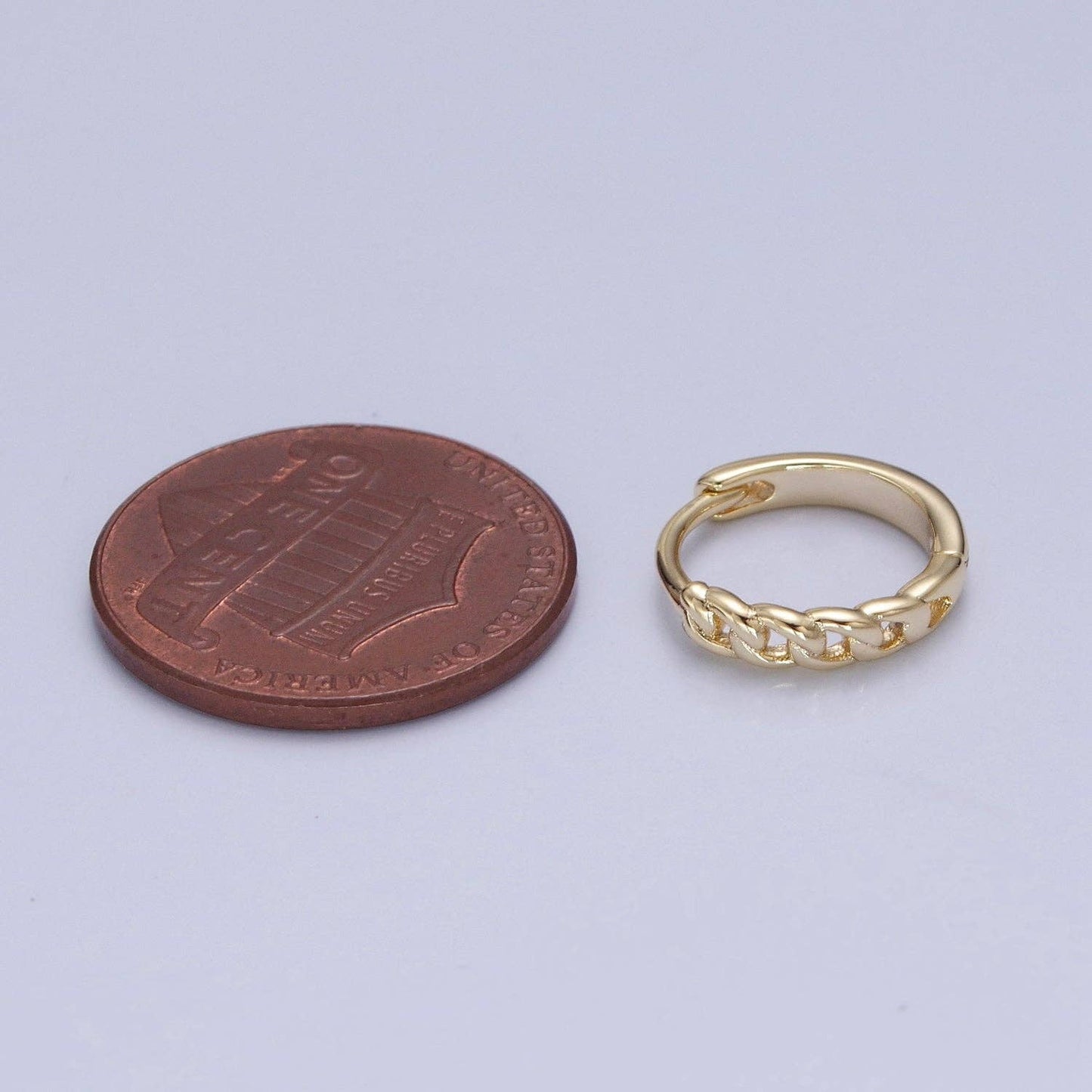 Aim Eternal - 14K Gold Filled Mini Braided Figaro Curb Chain Link Huggie H