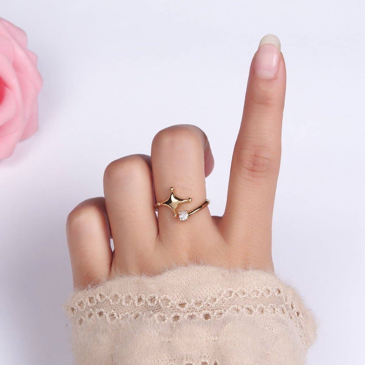 Aim Eternal - 14K Gold Filled Celestial Star Dotted CZ Wrap Ring | O1260