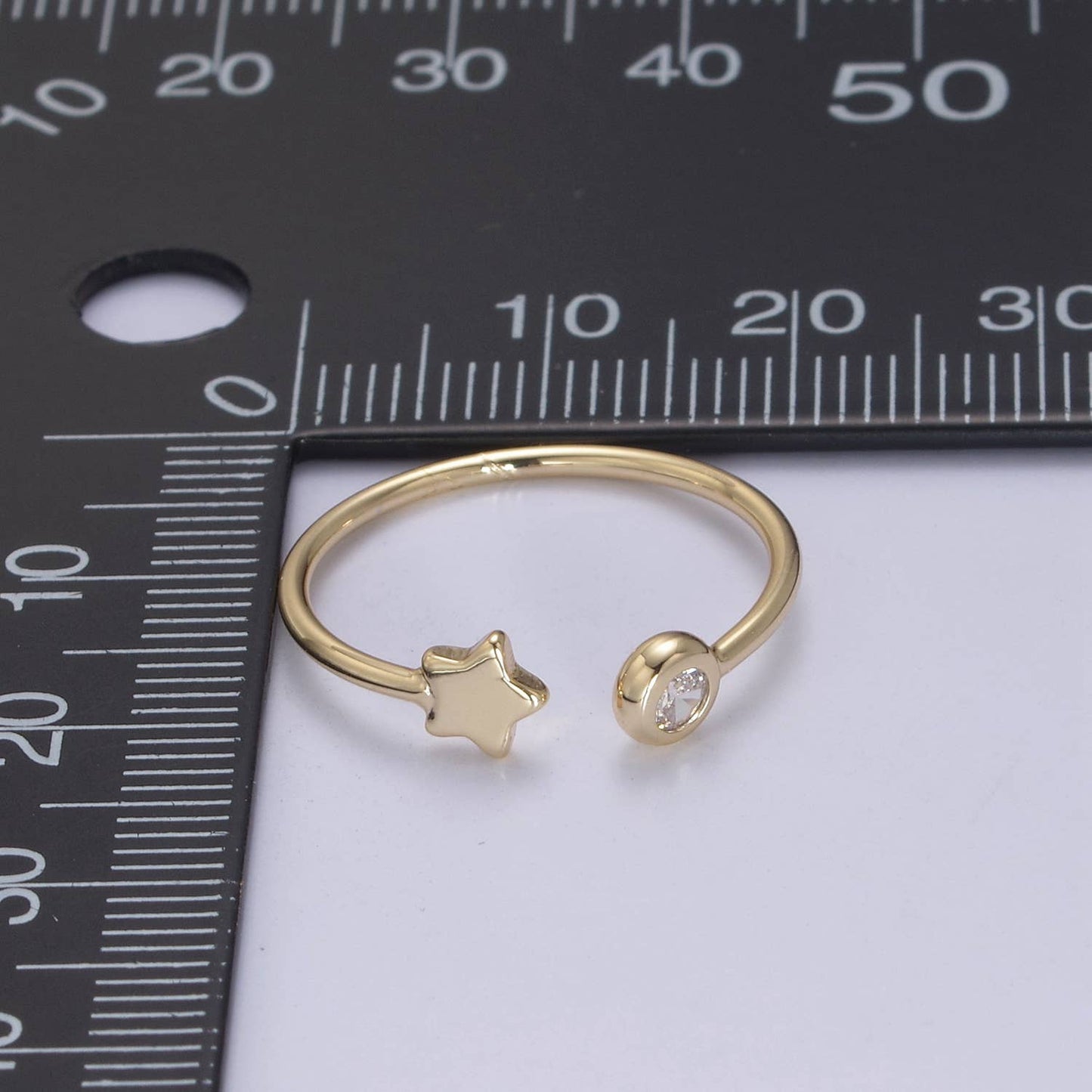Aim Eternal - Dainty Celestial Mini Star & CZ Stone Adjustable Open Ring