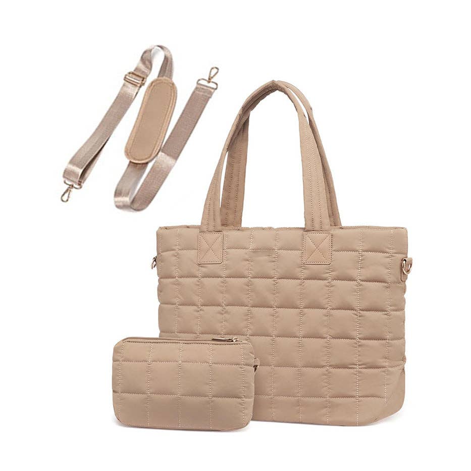 Aili's Corner - Mila Quilted Traveler Tote with Mini Clutch