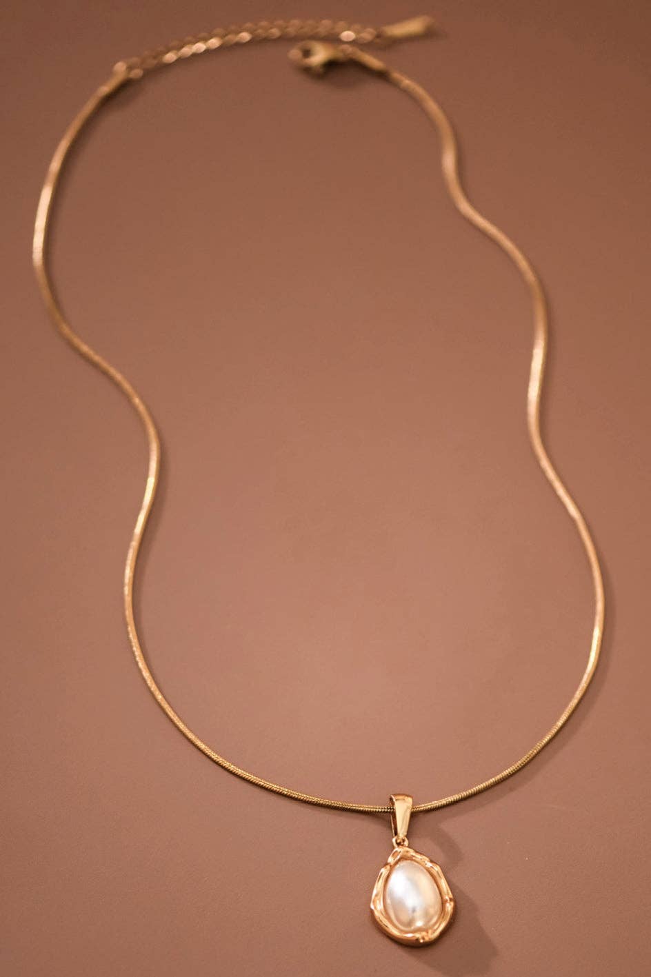 MA219 Mia Accessories - 18K Gold PVD Plated Stainless Steel Minimal Pearl Necklace – 7977