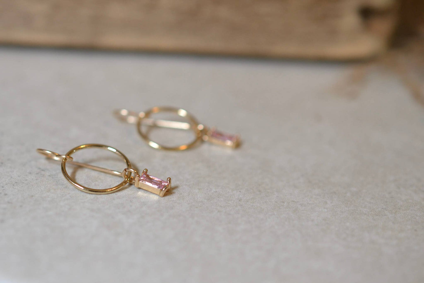 Sela+Sage - Baguette CZ, Rectangular Drops with Lightweight Circles