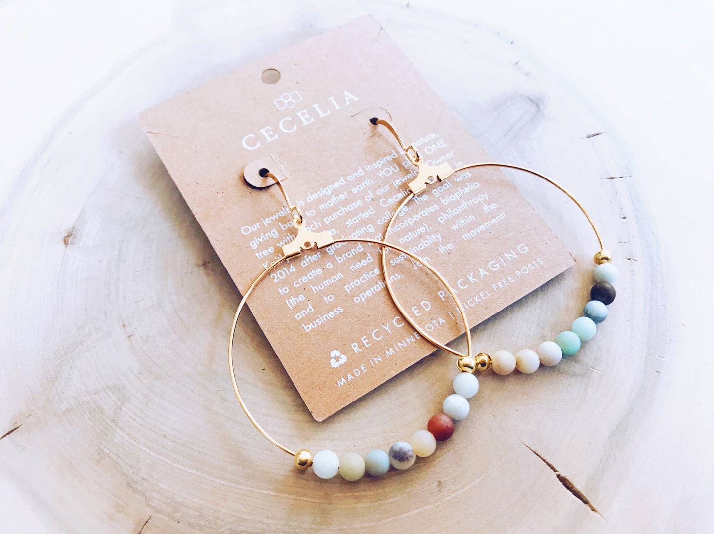 Cecelia Designs Jewelry - Gemstone and Gold Plated Hoop Earrings
