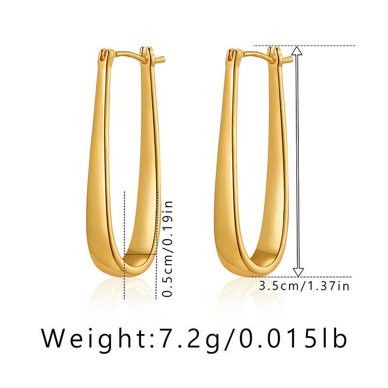 Dipped Shop - Simple U-Shape Drop Hoop Earrings DPJE1267