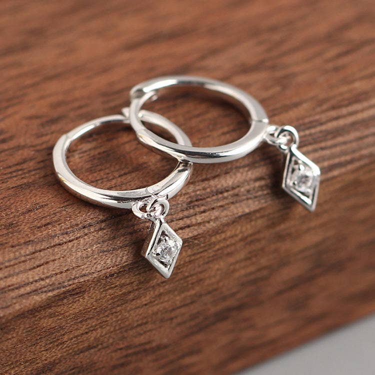 Melange Blanc - E181 dangle hoop earring, dangle earring, gold dangle