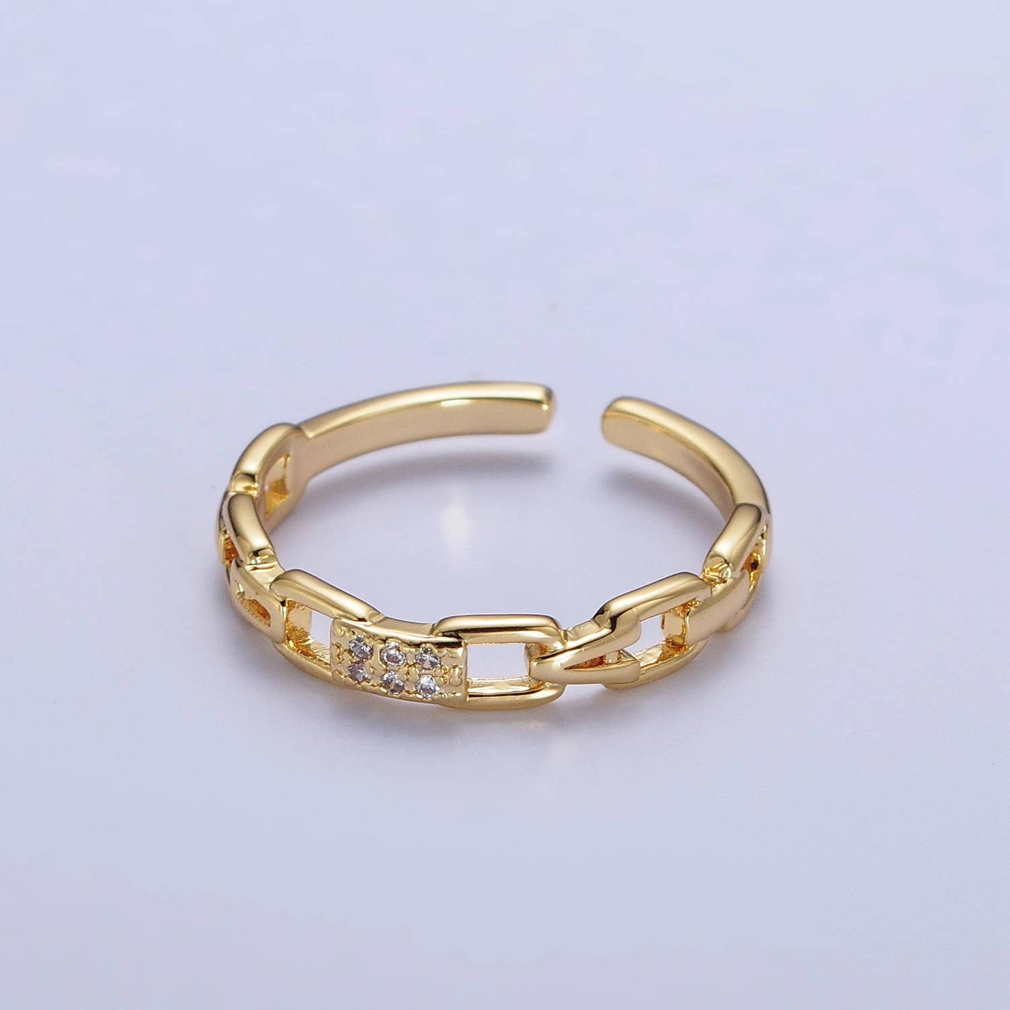 Aim Eternal - Dainty Minimalist Micro Pave Gold Chain Adjustable Ring