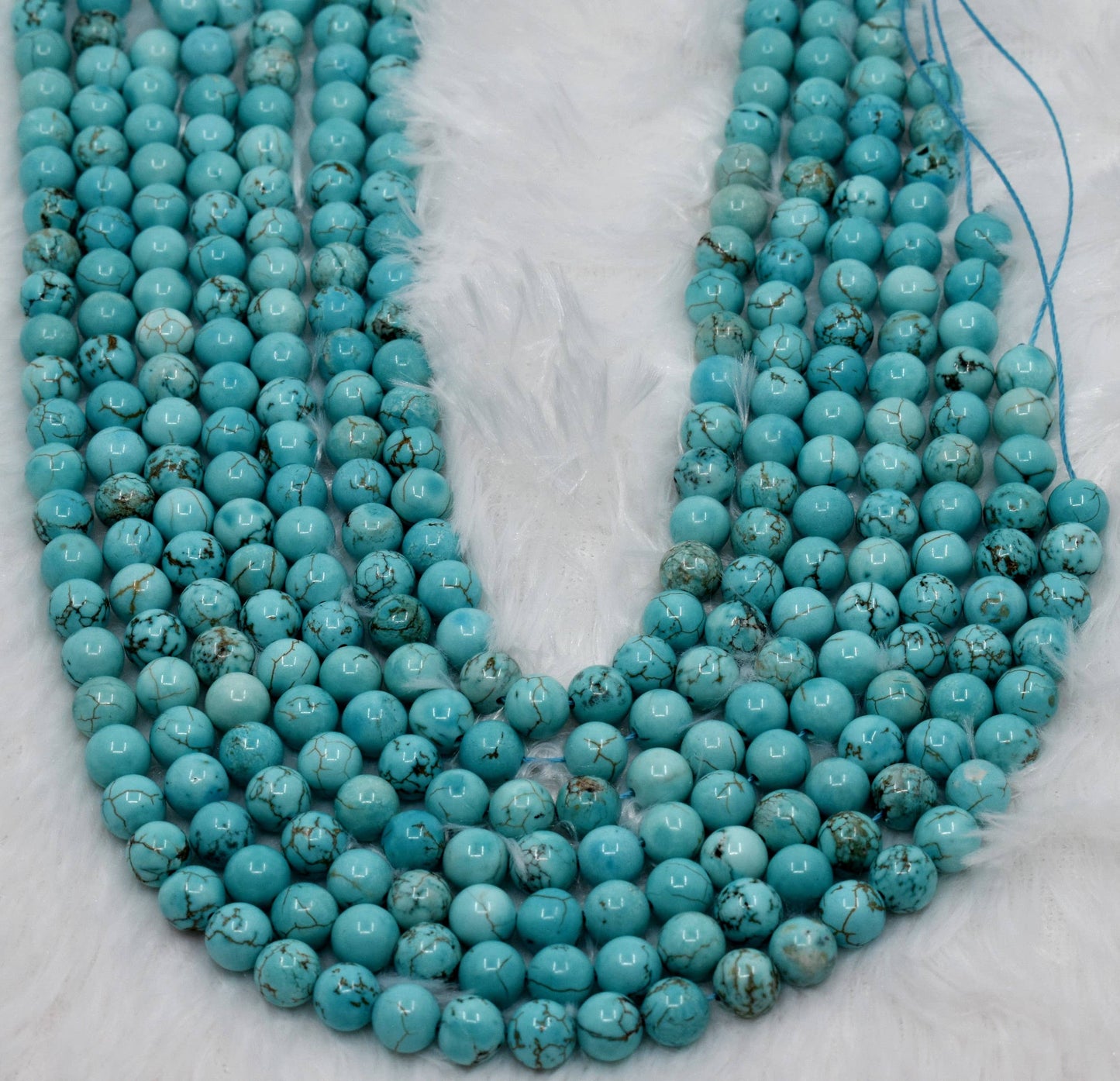 Soothing Crystals - Turquoise Howlite Round Bead 4,6,8,10mm Crystal Beads Strand