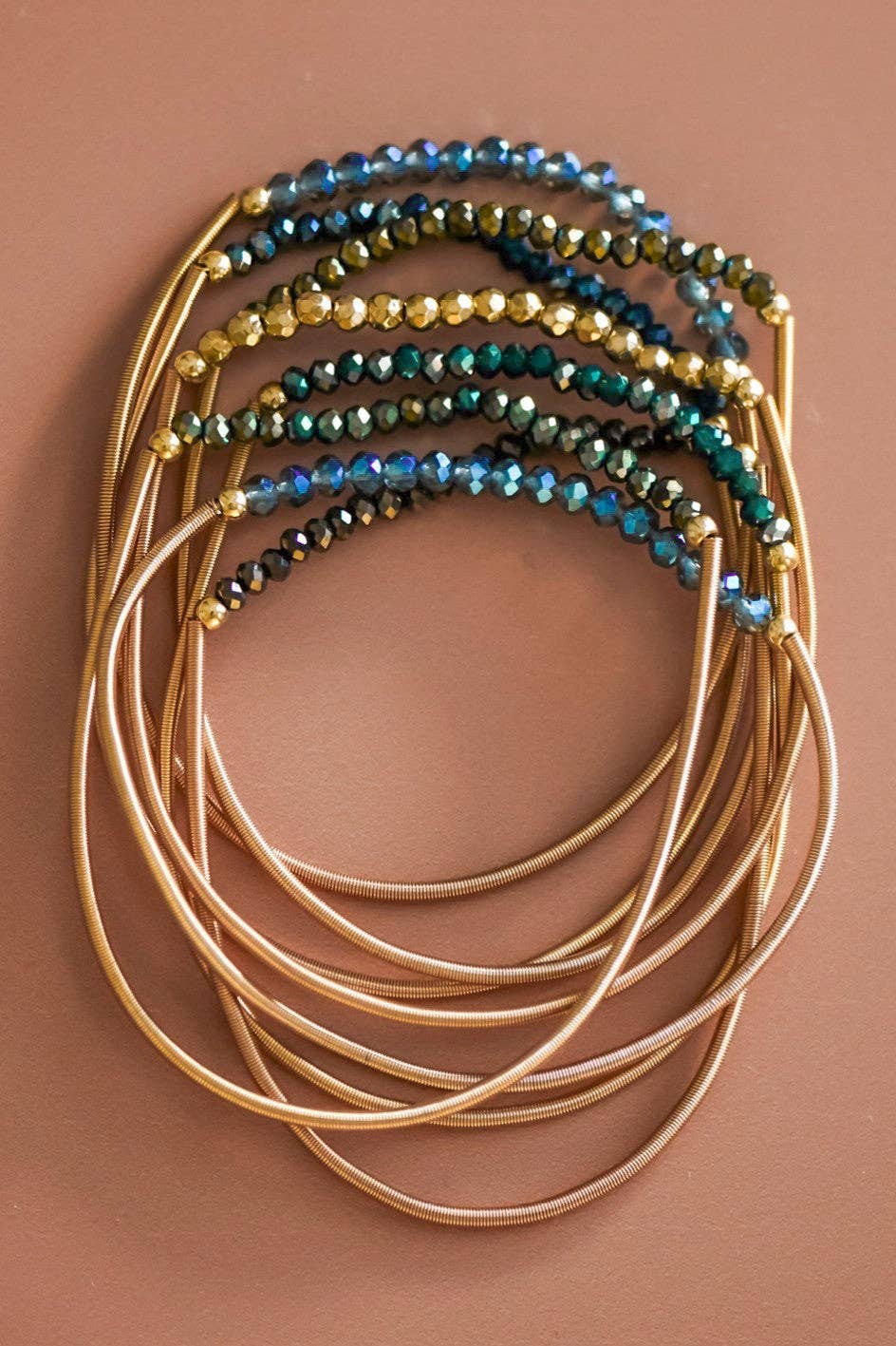 MA101 Mia Accessories - Boho Layered Spring Coil Guitar String Bracelet Set - 6963