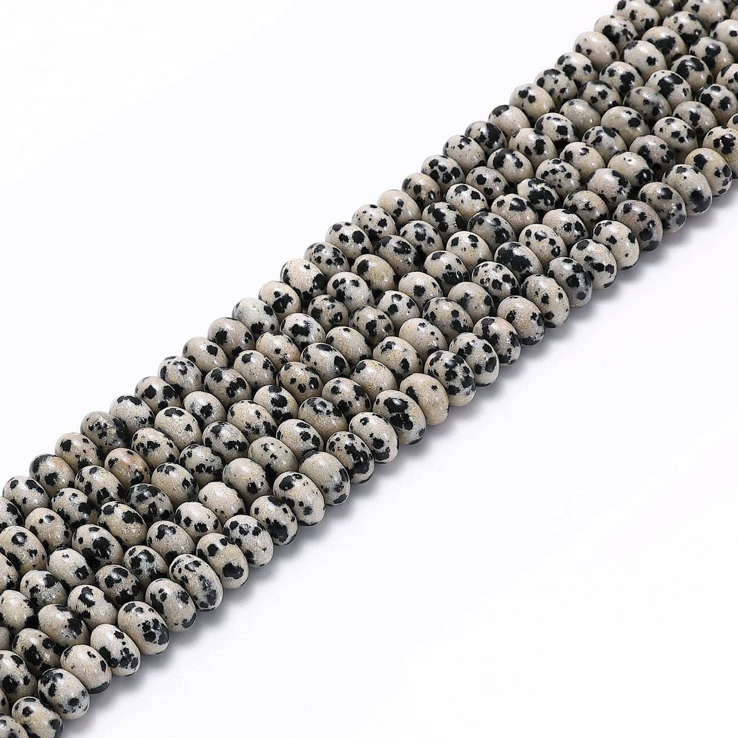 CRCBEADS - Natural Dalmatian Jasper Smooth Rondelle Beads Size 5x8mm 15.5'' Strand
