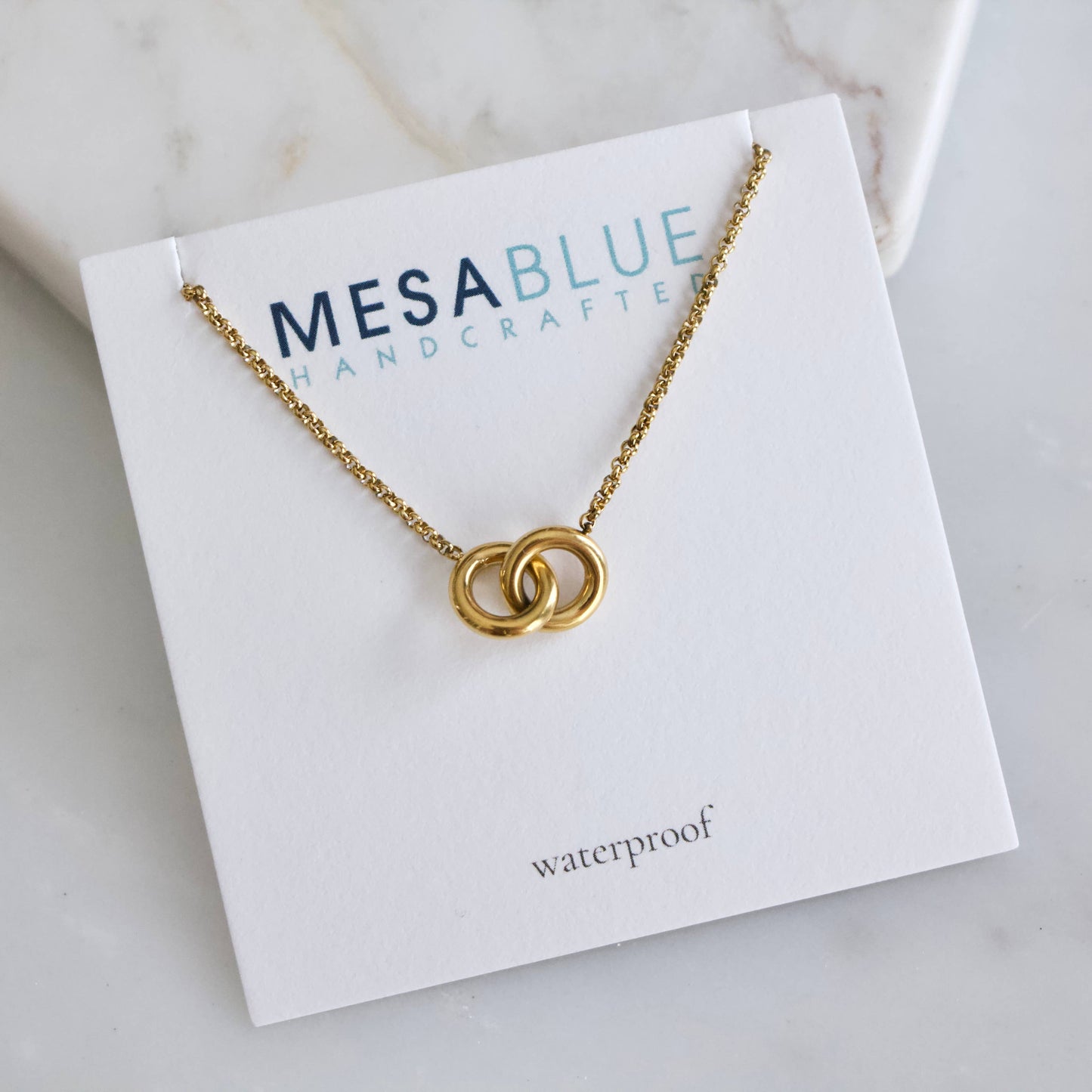 Mesa Blue - Interlock Necklace - Waterproof, PVD