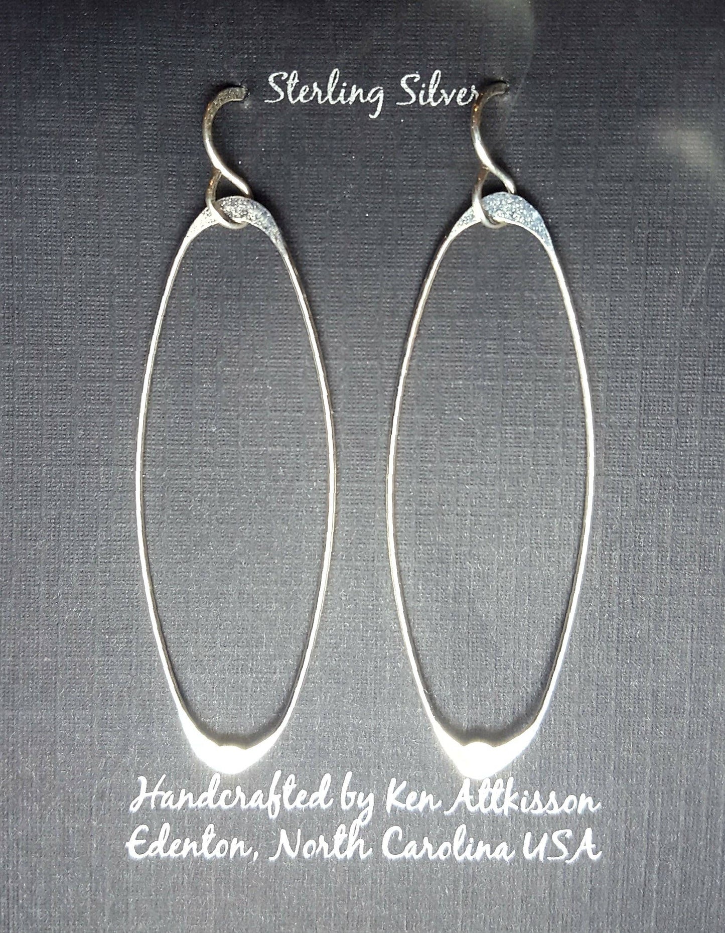 ER292 Ken’s handcrafted jewelry - Sterling Silver Earrings Medium Ovals