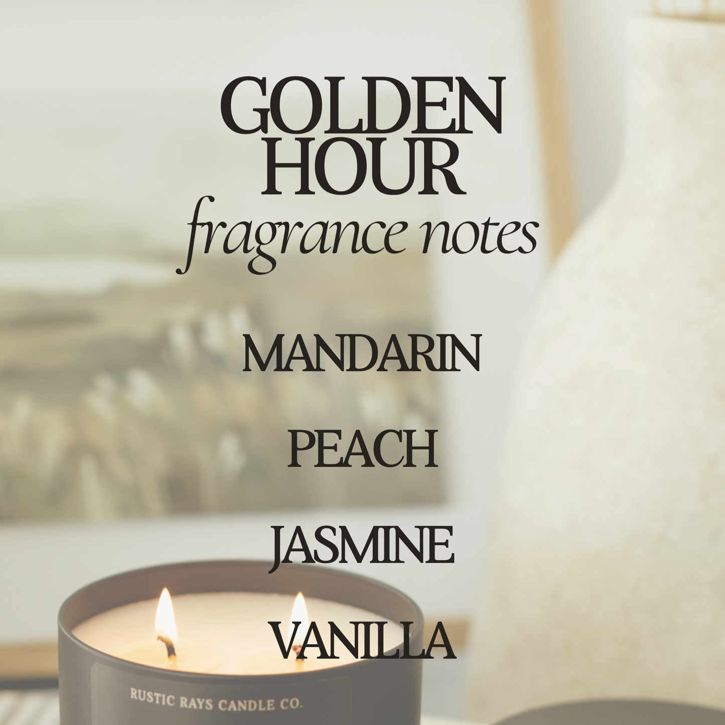 RR106 Rustic Rays Candle Co. - Golden Hour 12 oz Soy Candle - Home Decor & Summer Gifts