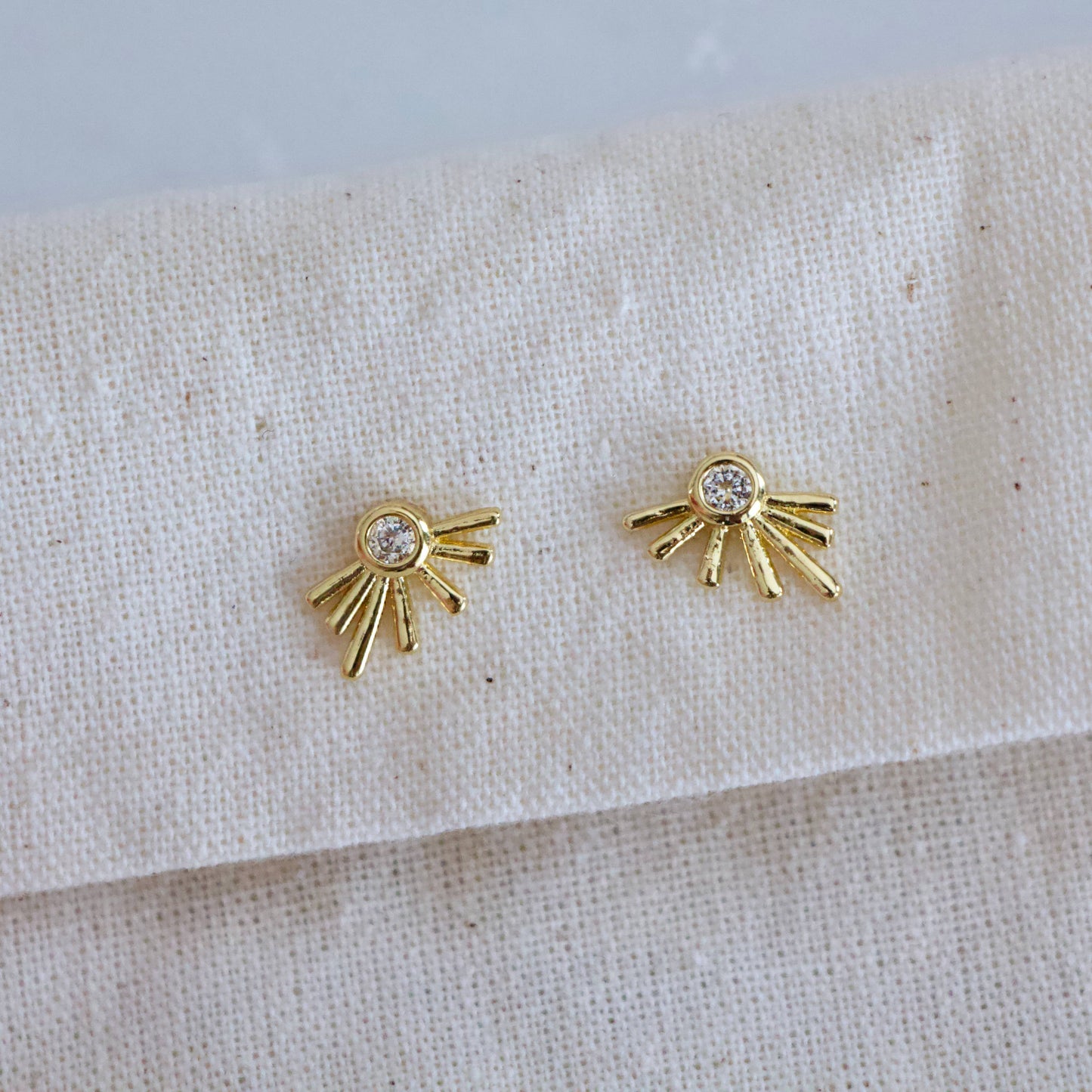 Mesa Blue - CZ Starburst Stud Earrings - Gold Plated Sterling Silver