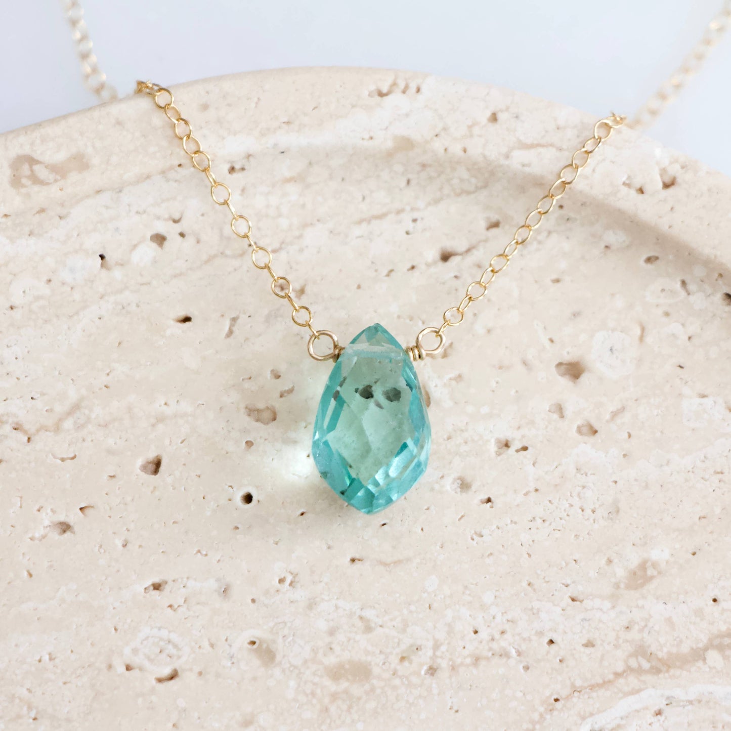 Mesa Blue - Aquamarine Quartz Necklace - Gold Filled