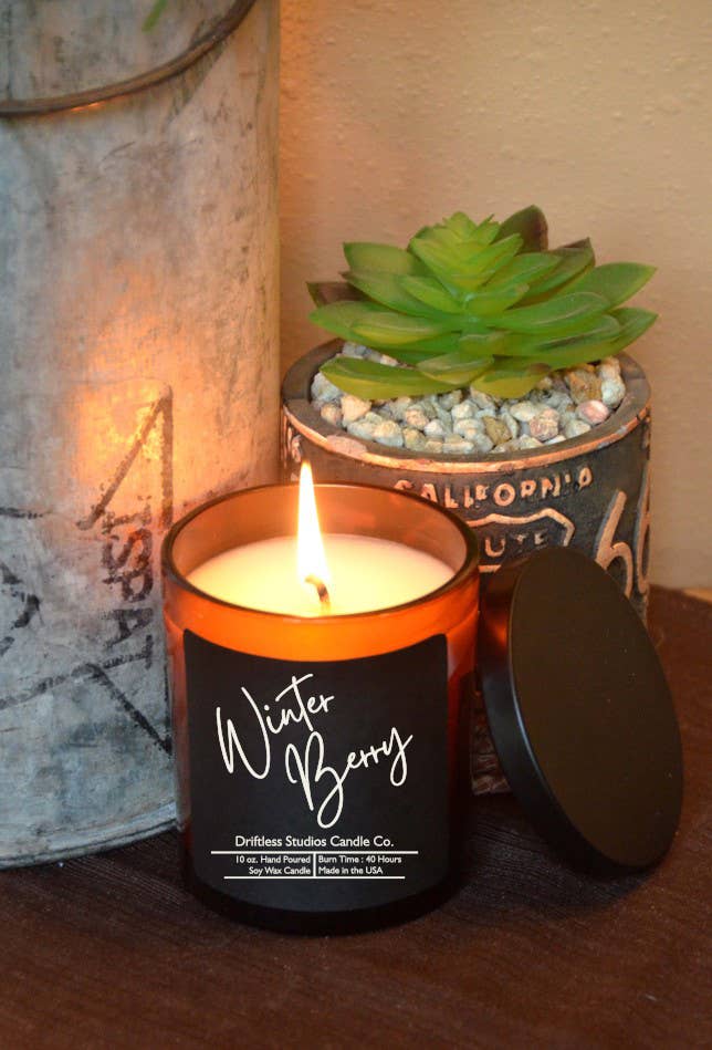 Driftless Studios - Winter Berry Soy wax Candles - 10oz Candle with Lid
