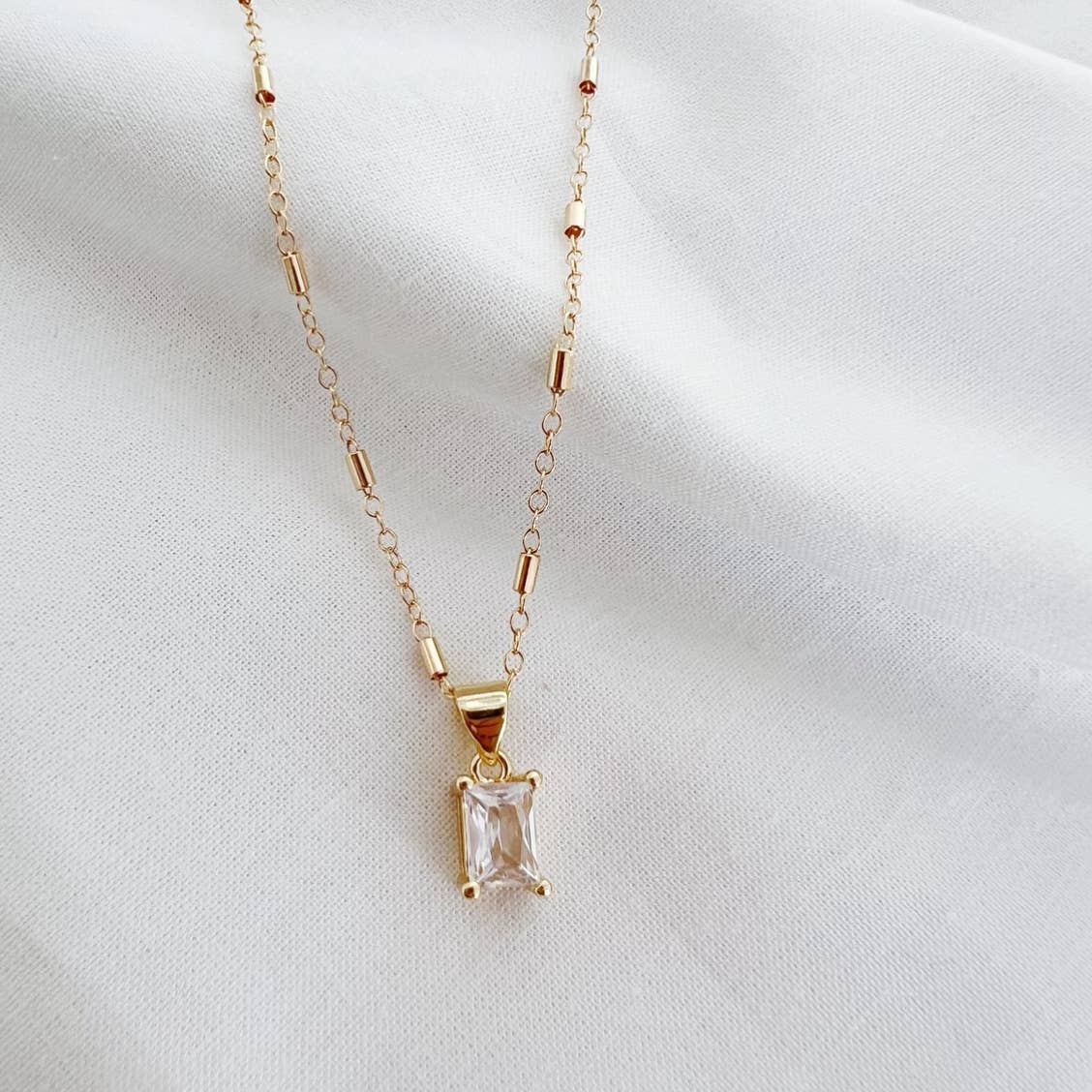True by Kristy Jewelry - Goldie Clear CZ Pendant Necklace Gold Filled