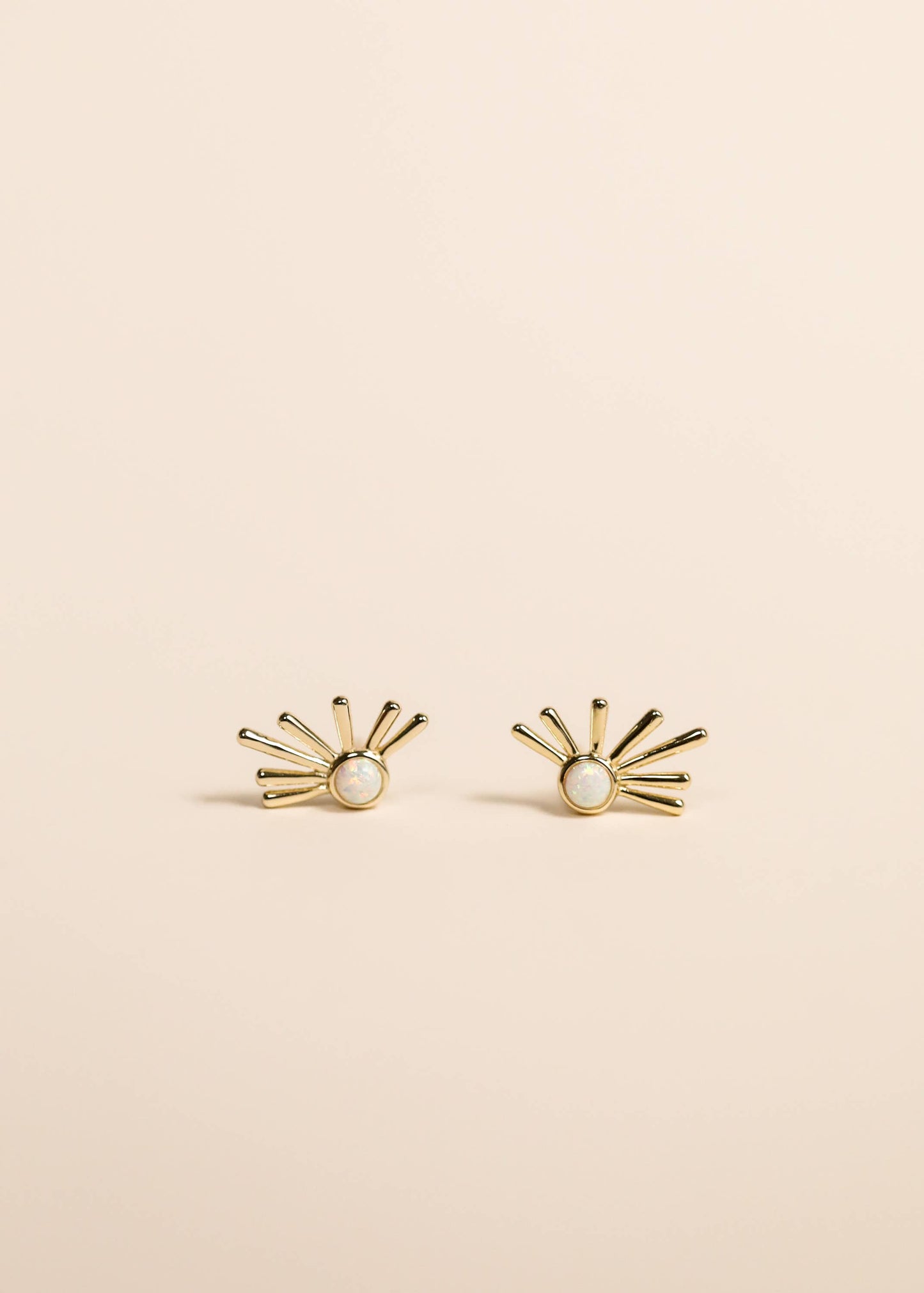JaxKelly - Sun Ray - White Opal - Gold Earrings