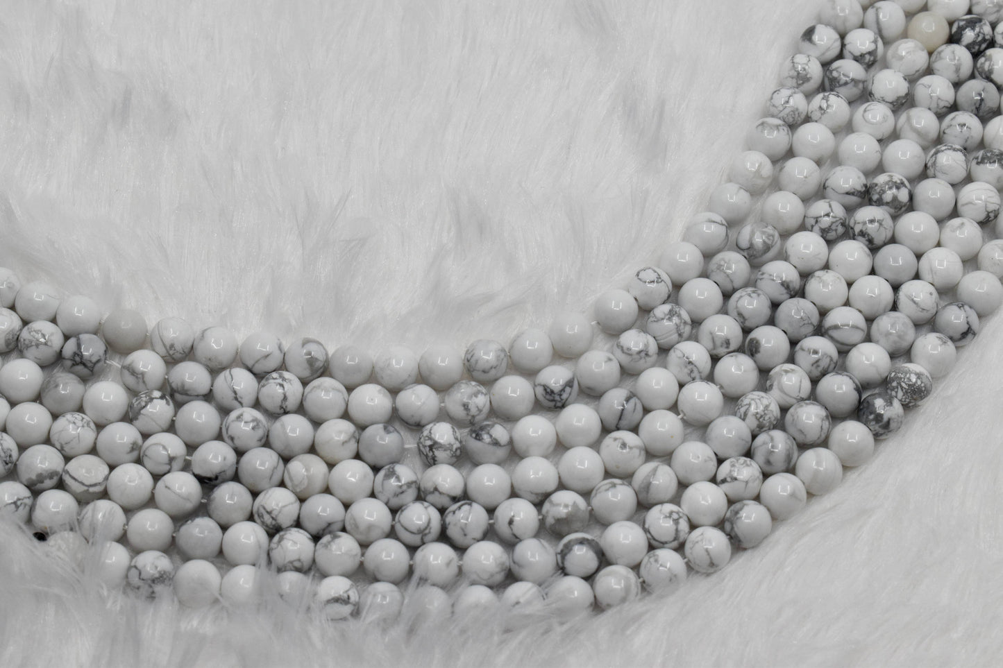 Soothing Crystals - Howlite Round Beads, 4,6,8,10,12,mm Mala for Jewelry Beads