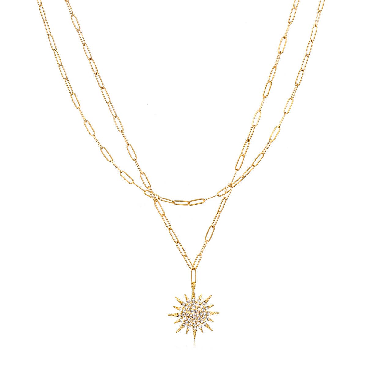 Amelia Rose Jewelry - Sunburst Charm Layered Necklace
