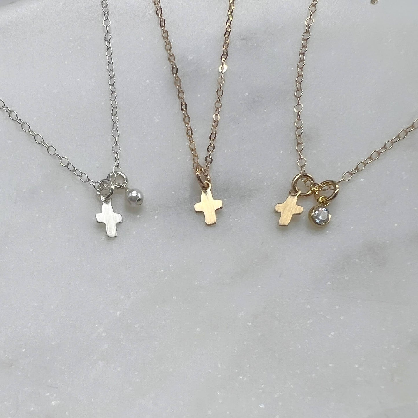Sela+Sage - Tiny Religious Necklace, Christian Cross