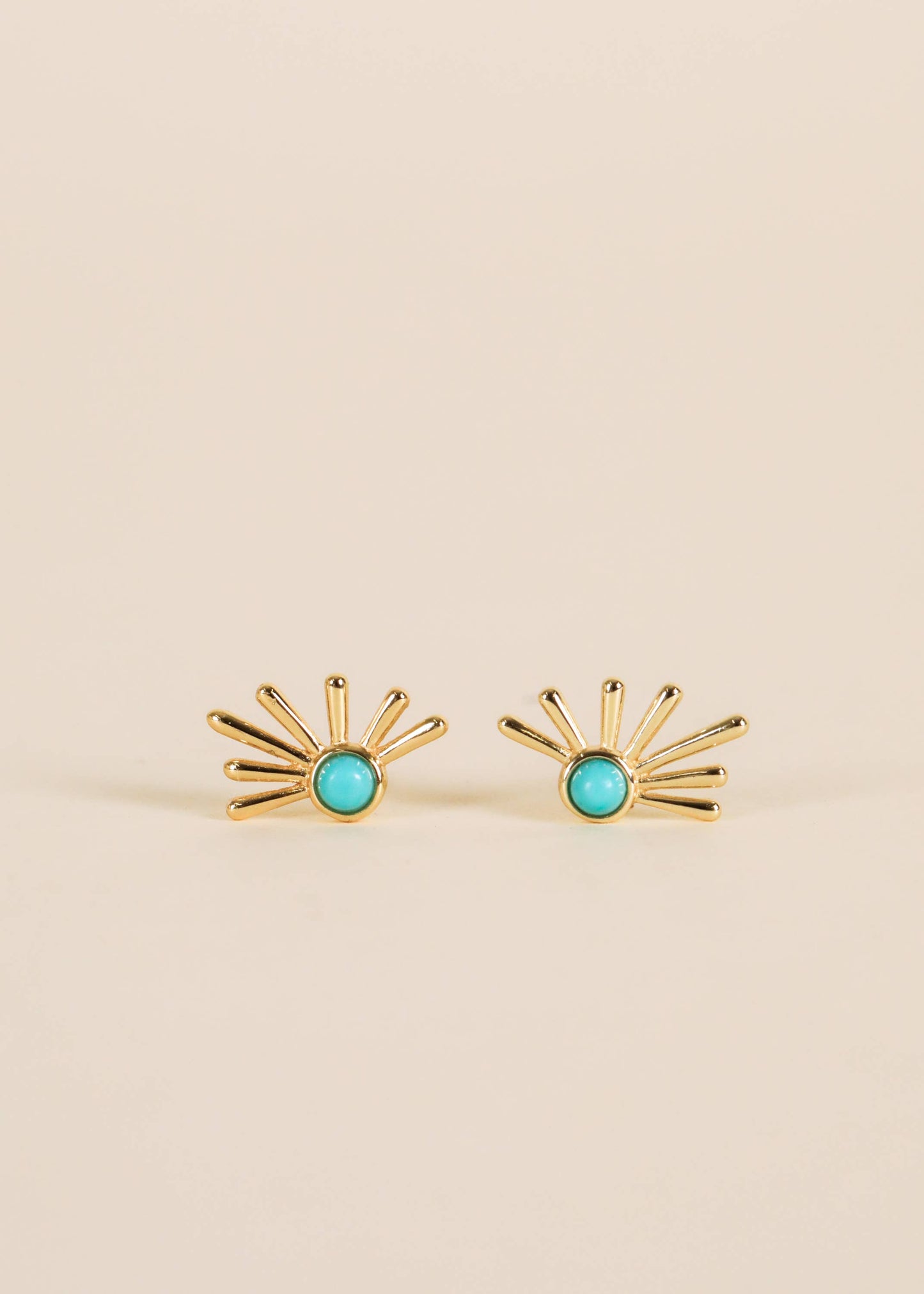 JaxKelly - Sun Ray - Turquoise - Gold Earrings