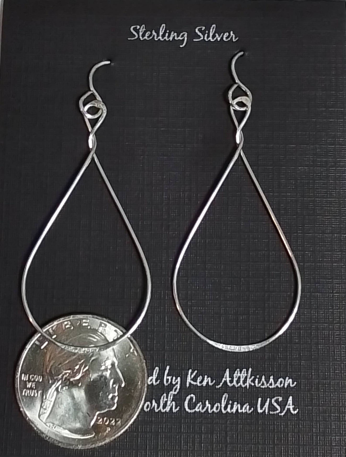 ER395 Ken’s handcrafted jewelry - Sterling Silver Twist/Medium Tear Drop