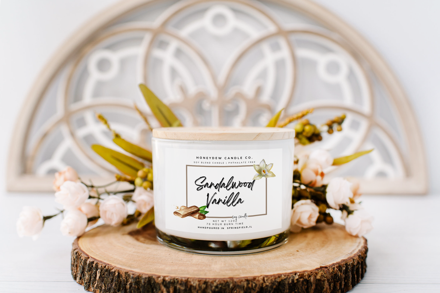 HC102 Honeydew Candle Co. - 3 Wick Candle Sandalwood Vanilla
