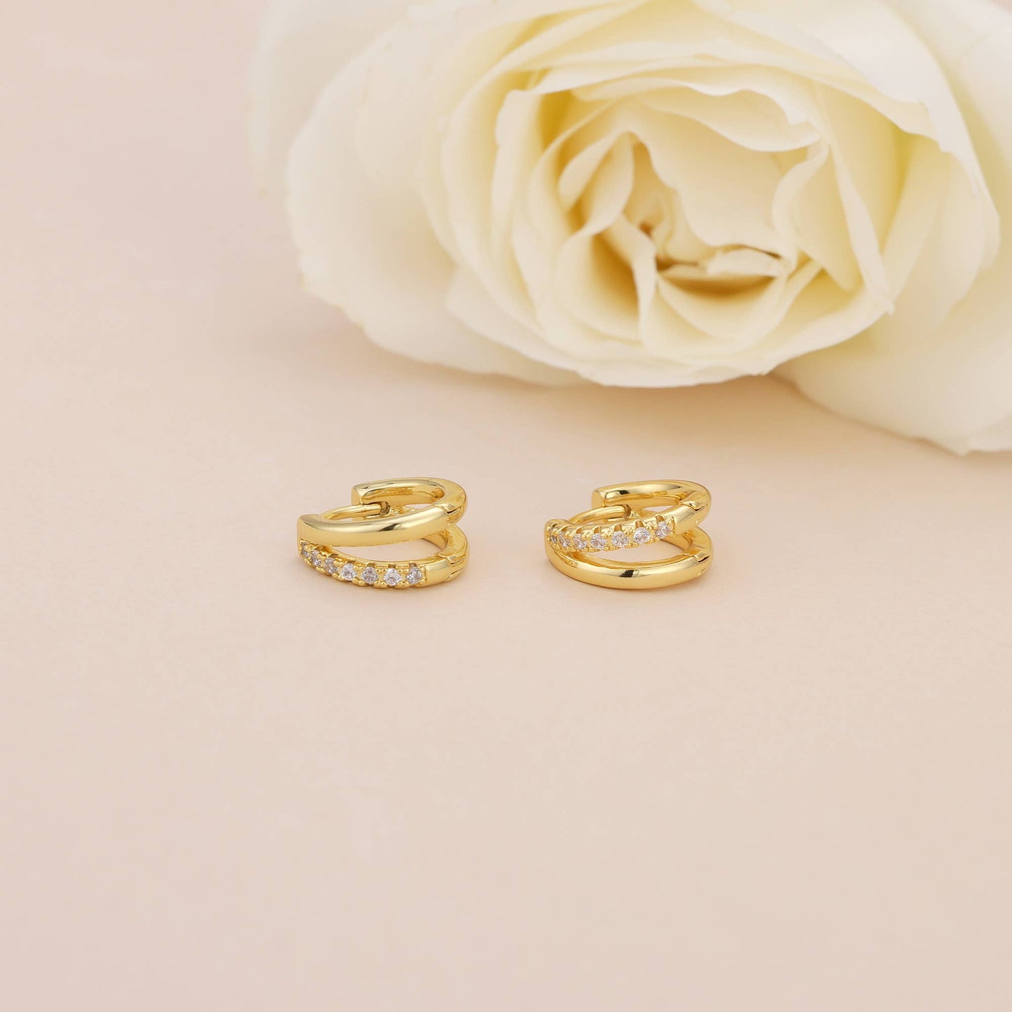 Melange Blanc - E182 double hoop huggie earring, double hoop earring