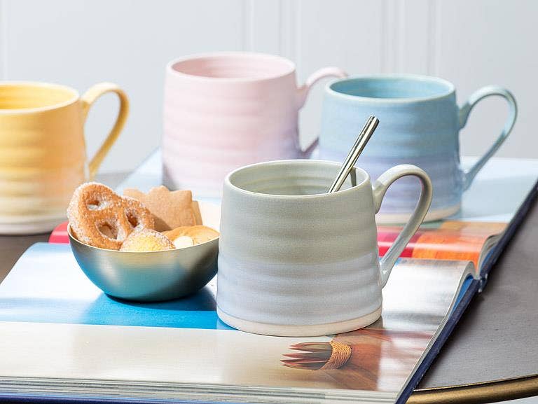 Abbott - Ridged Mug-Sage Green-3"H(14oz)