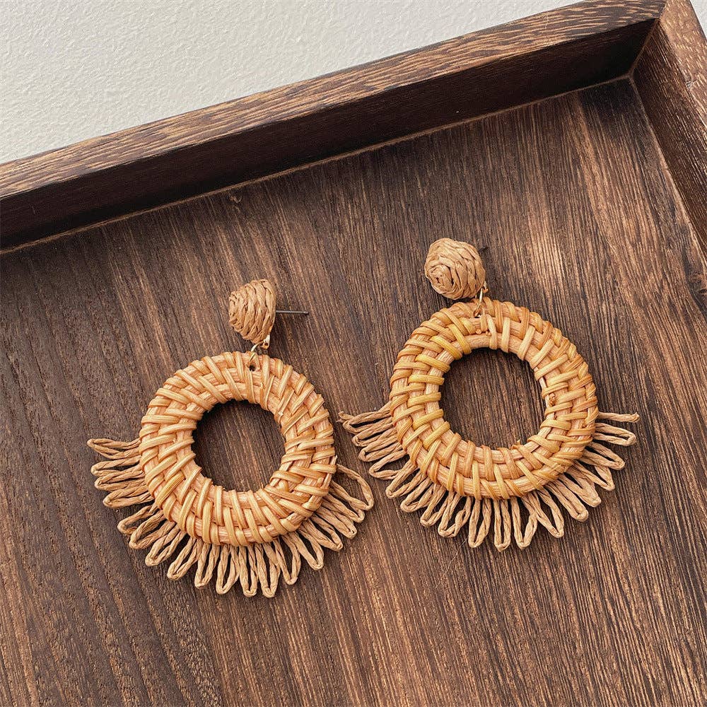 Dipped Shop - Vintage Handwoven Rattan Grass Earrings DP25D776